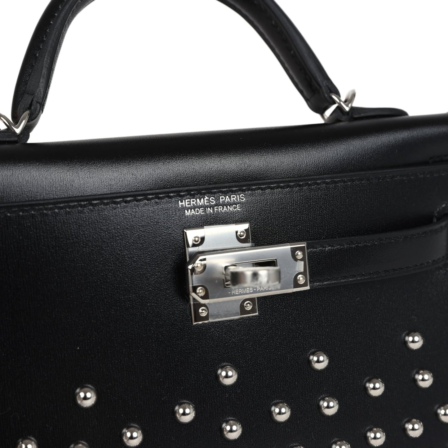 Hermes Kelly Sellier 20 Clouté Black Box Palladium Hardware