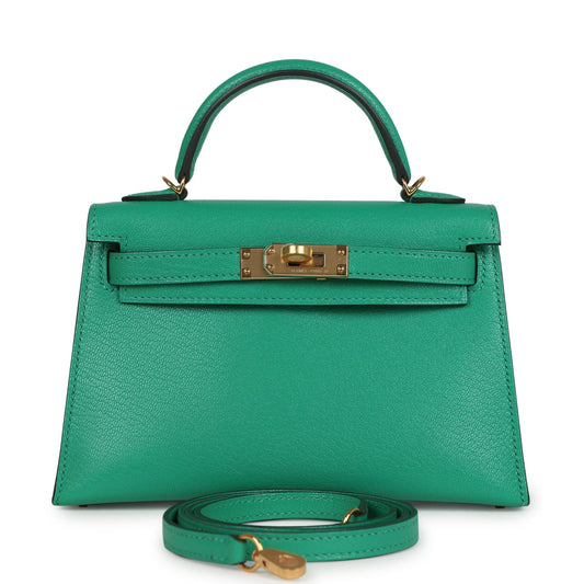 Hermes Kelly Sellier 20 Menthe Chevre Chamkila Gold Hardware