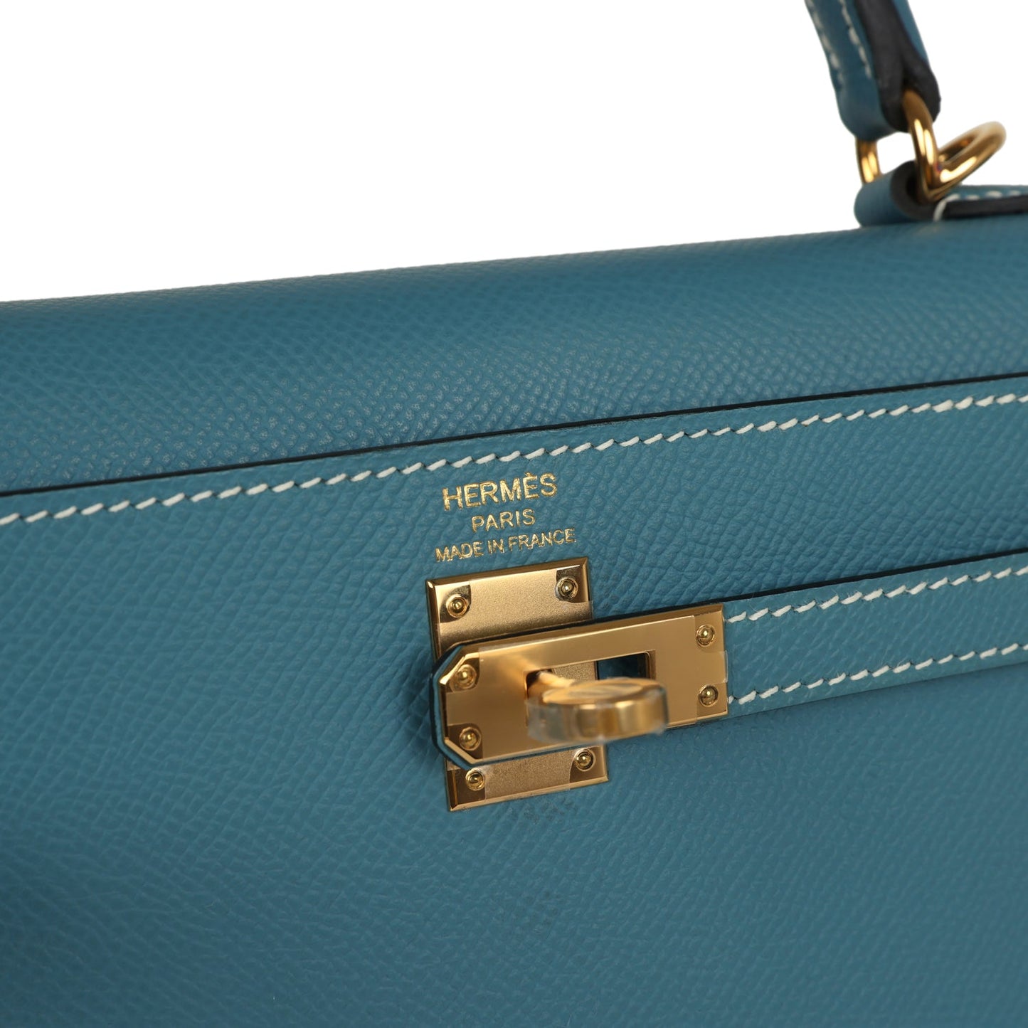 Hermes Kelly Sellier 25 Blue Jean Epsom Gold Hardware