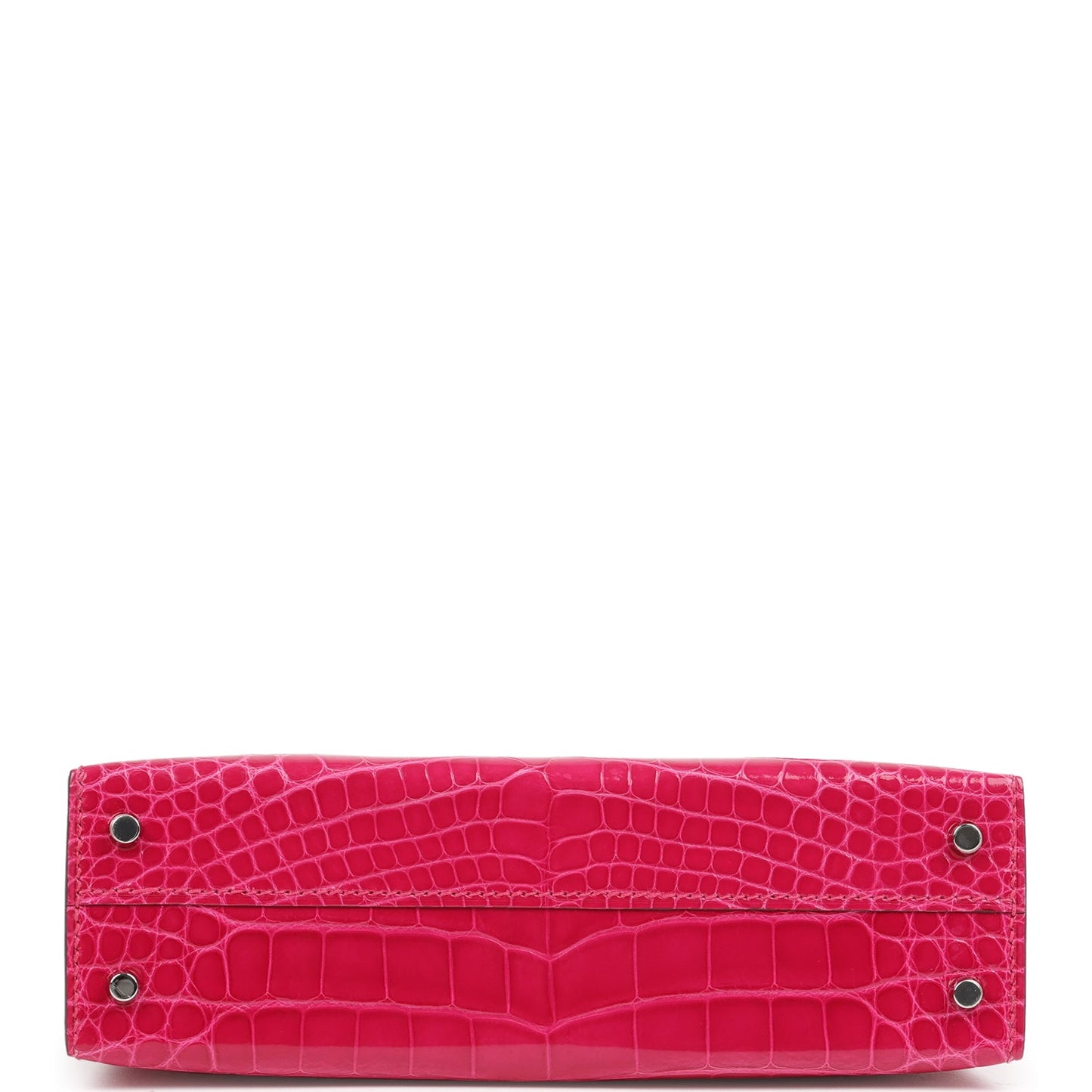 Pre-owned Hermes Kelly Sellier 20 Rose Mexico Shiny Alligator Palladium Hardware