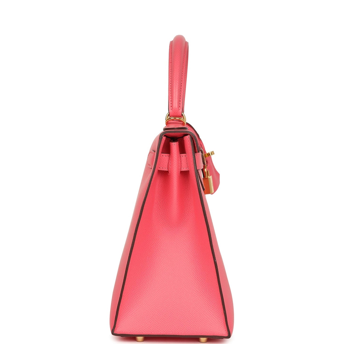 Pre-owned Hermes Kelly Sellier 28 Rose Lipstick Epsom Gold Hardware