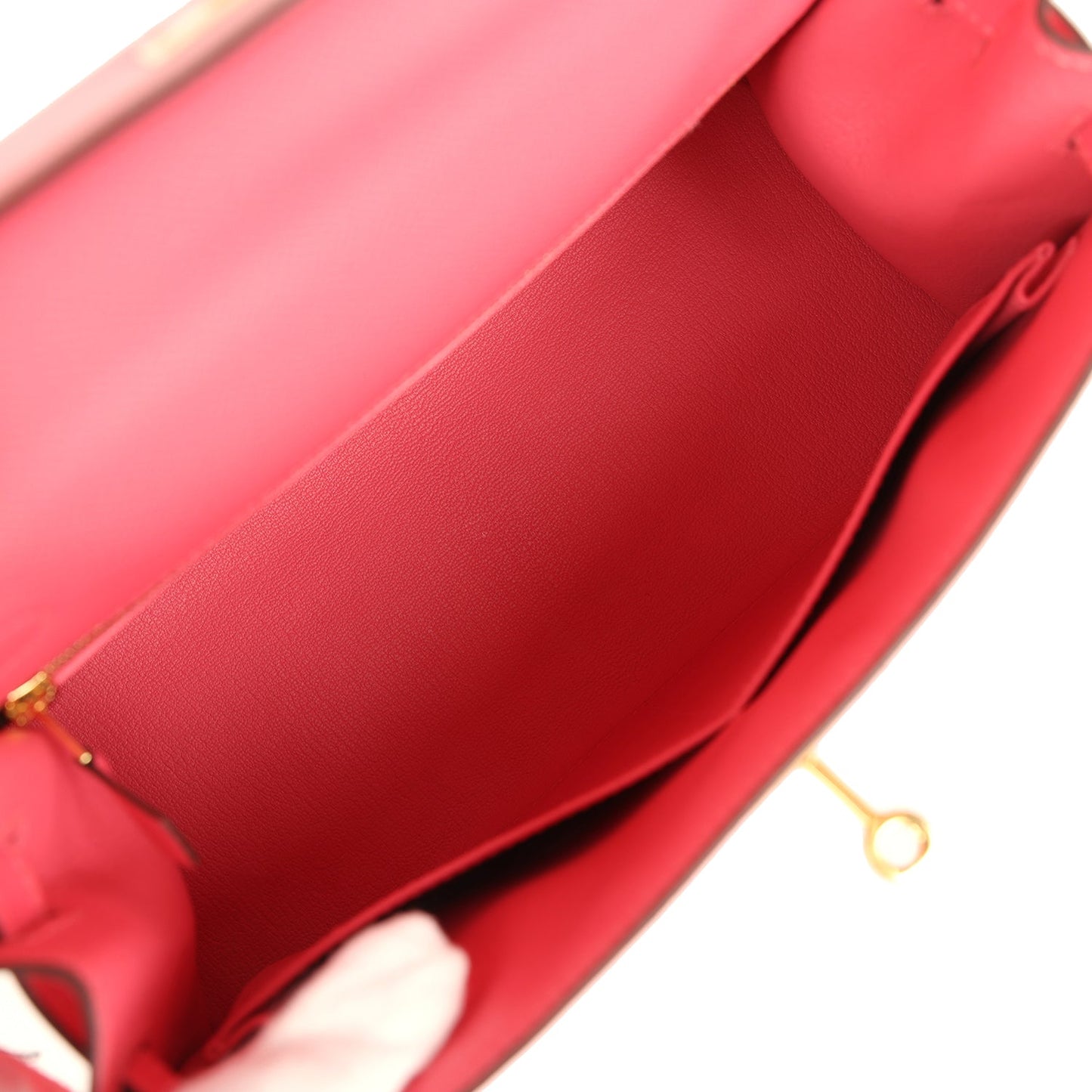 Pre-owned Hermes Kelly Sellier 28 Rose Lipstick Epsom Gold Hardware