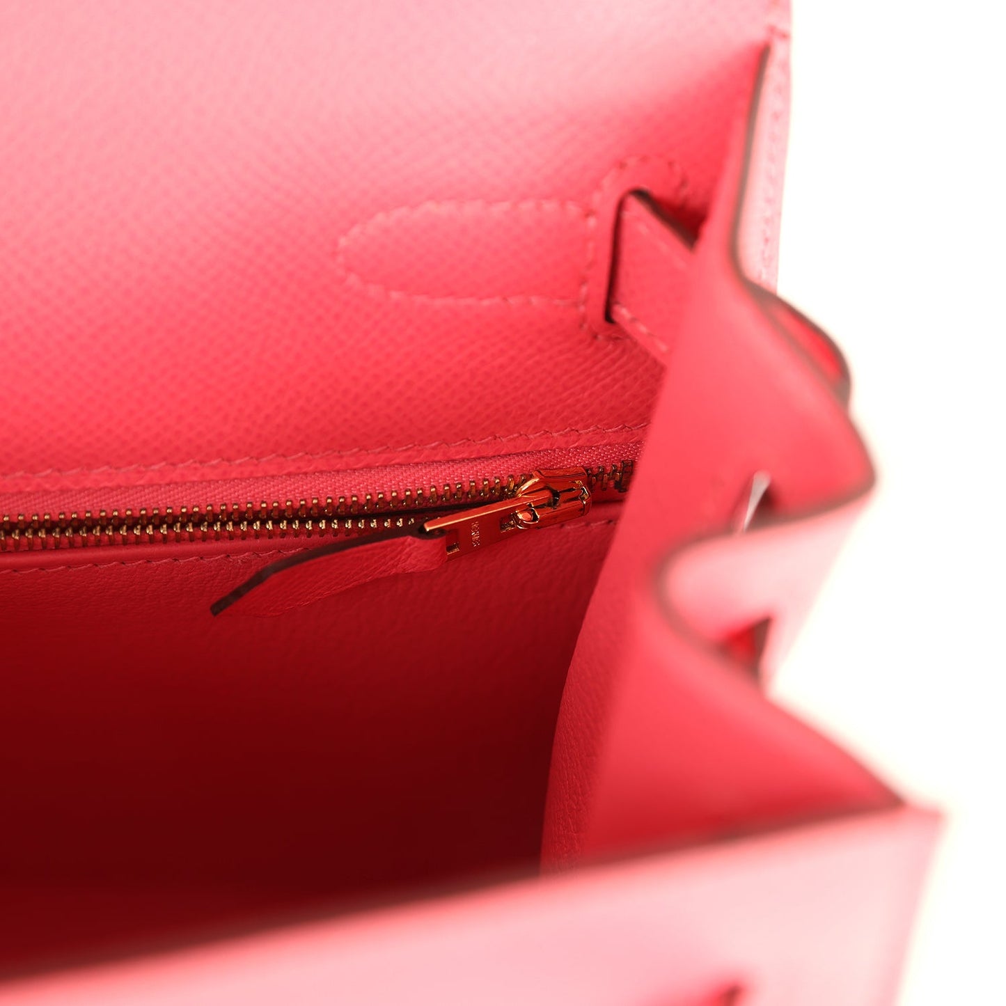 Pre-owned Hermes Kelly Sellier 28 Rose Lipstick Epsom Gold Hardware