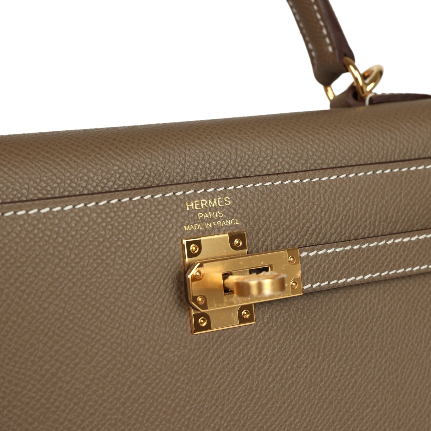 Hermes Kelly Sellier 25 Etoupe Epsom Gold Hardware