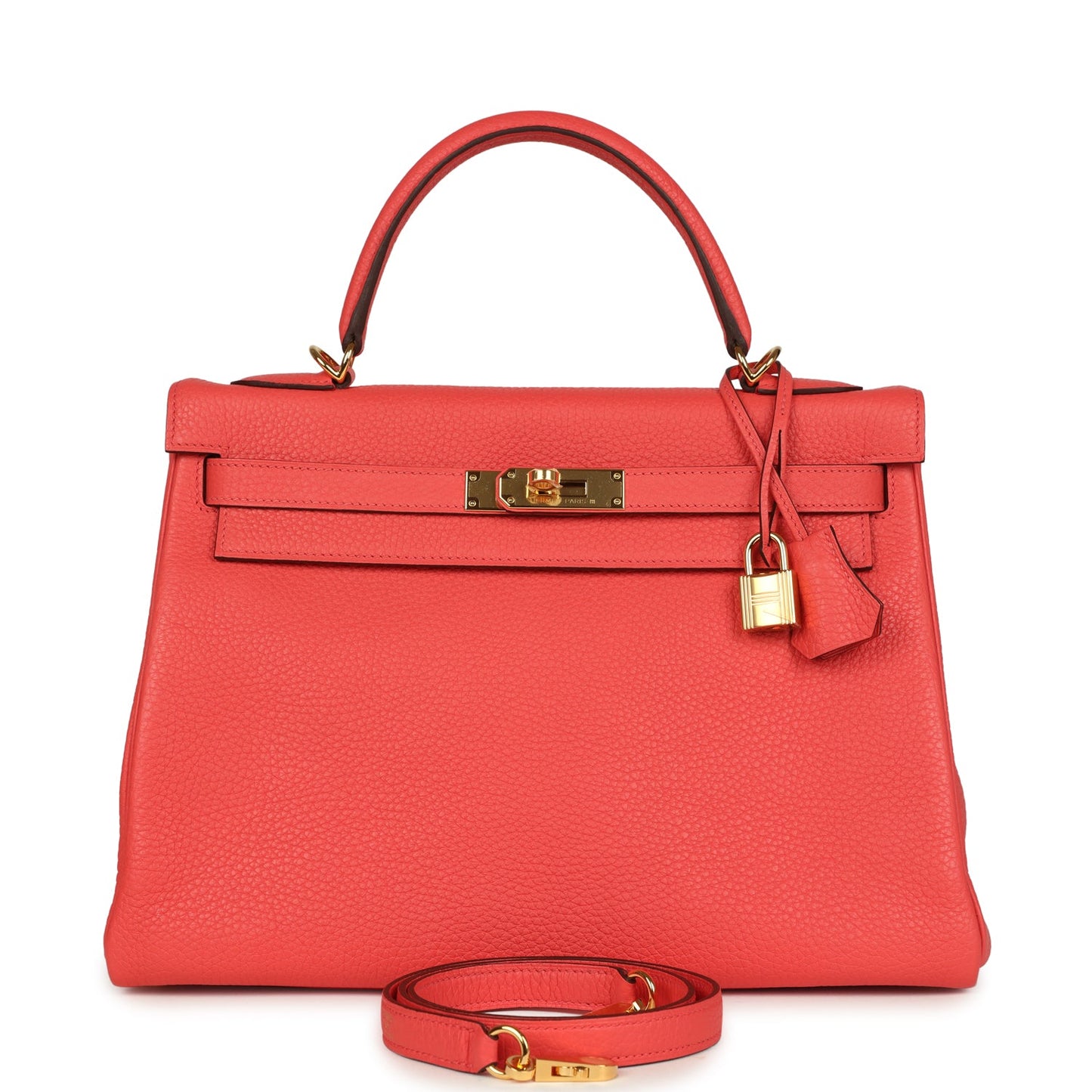 Hermes Kelly Retourne 32 Rose Jaipur Clemence Gold Hardware