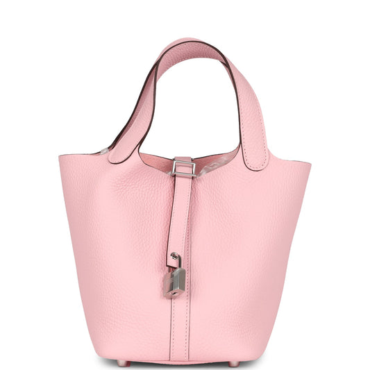 Hermes Picotin Lock 18 Rose Sakura Clemence Palladium Hardware