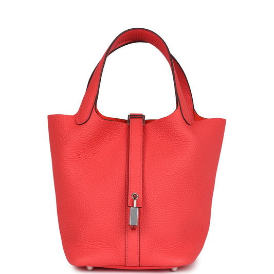Hermes Picotin Lock 18 Rose Texas Clemence Palladium Hardware