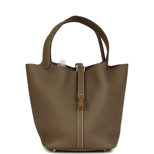 Hermes Picotin Lock 22 Etoupe Clemence Gold Hardware