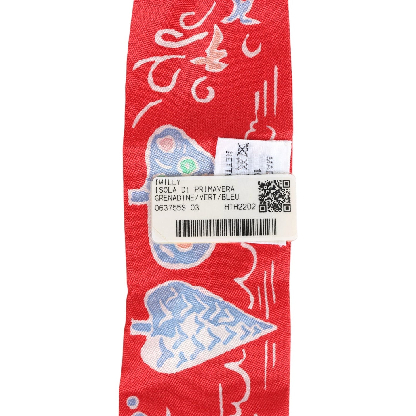 Hermes "Isola Di Primavera" Vert, Bleu and Grenadine Multi Silk Twilly Pair