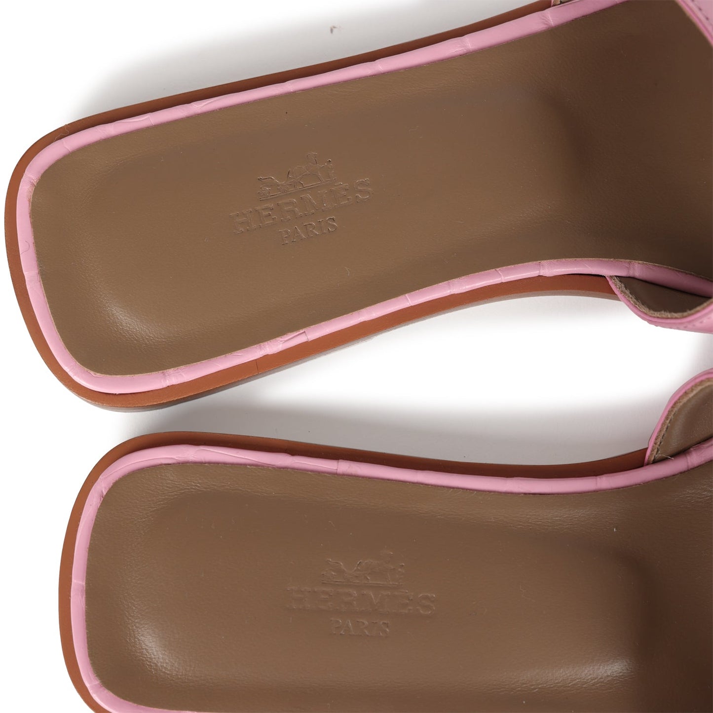 Hermes Oran Sandals Bubblegum Matte Alligator 38 EU