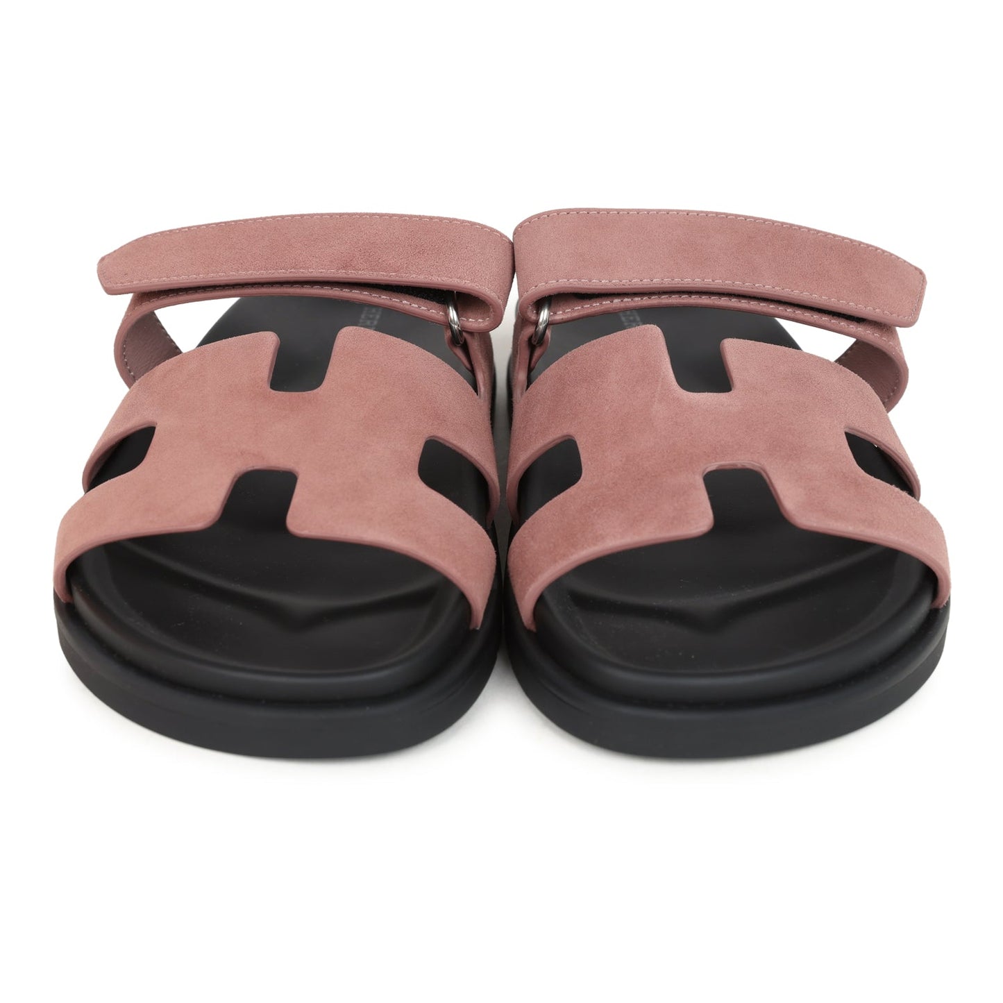 Hermes Chypre Techno Sandal Rose Antique Suede Palladium Hardware 38 EU