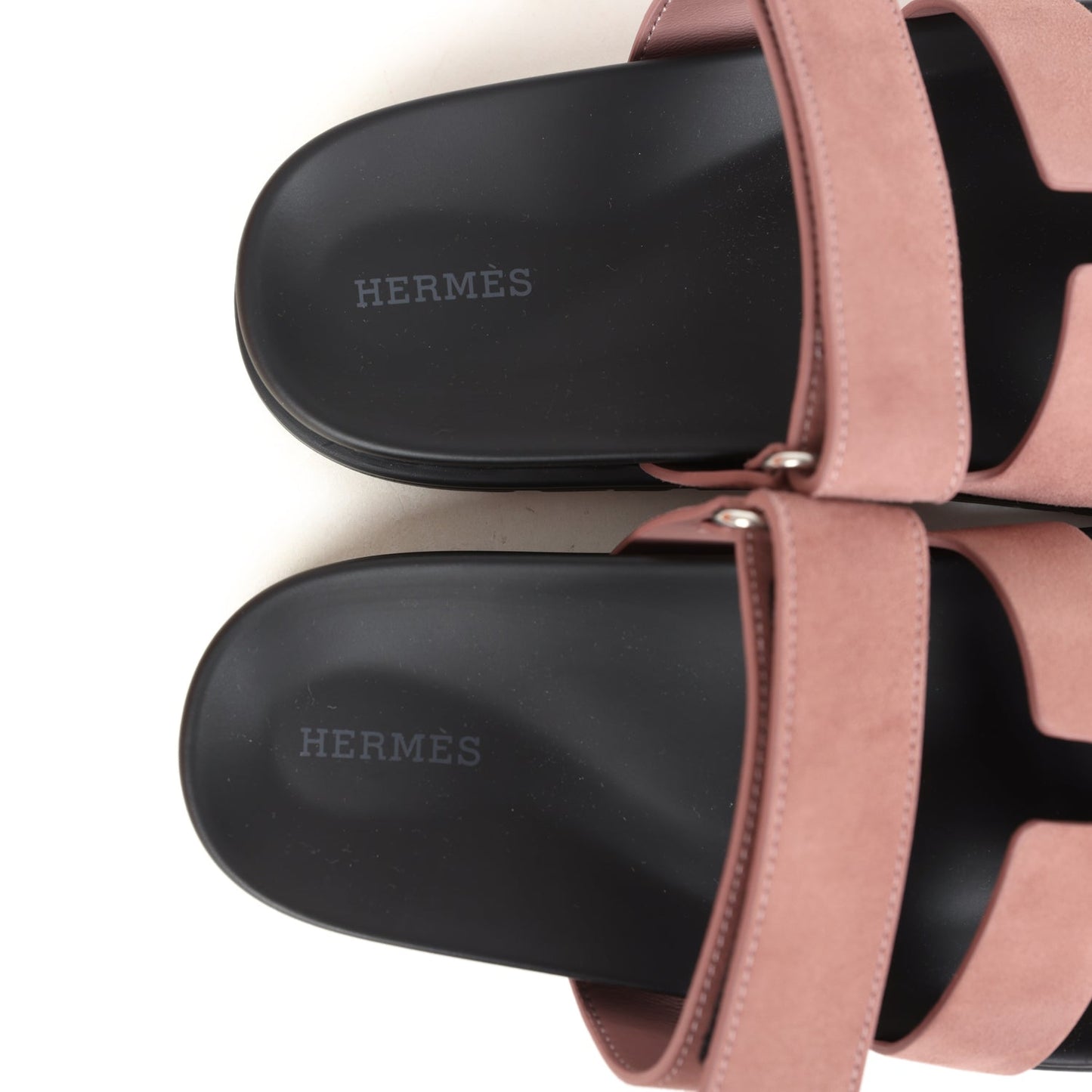 Hermes Chypre Techno Sandal Rose Antique Suede Palladium Hardware 38 EU