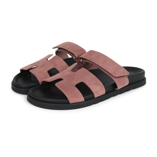 Hermes Chypre Techno Sandal Rose Antique Suede Palladium Hardware 39.5 EU