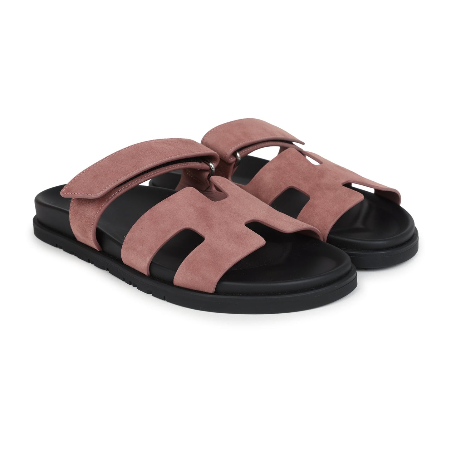 Hermes Chypre Techno Sandal Rose Antique Suede Palladium Hardware 39.5 EU