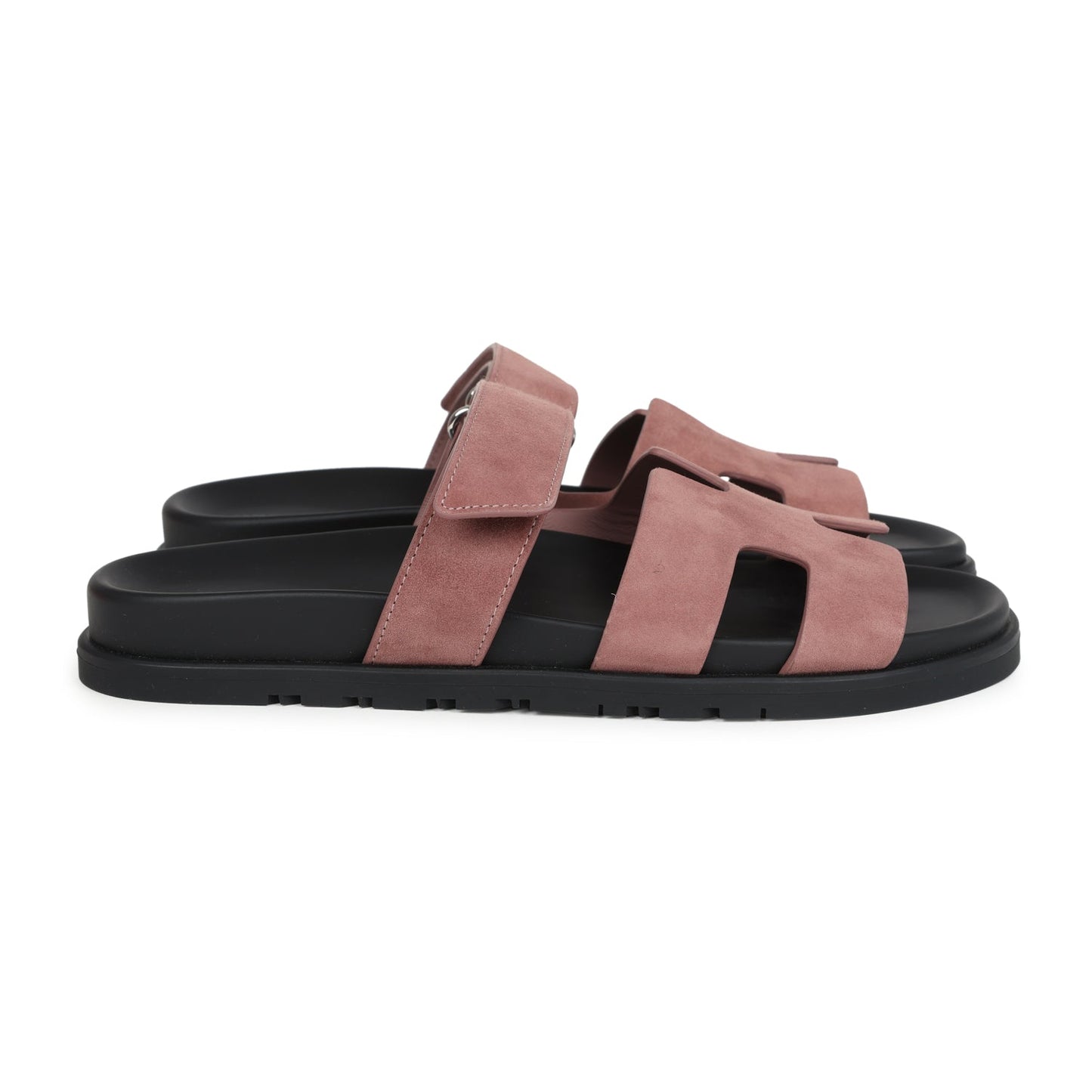 Hermes Chypre Techno Sandal Rose Antique Suede Palladium Hardware 39.5 EU