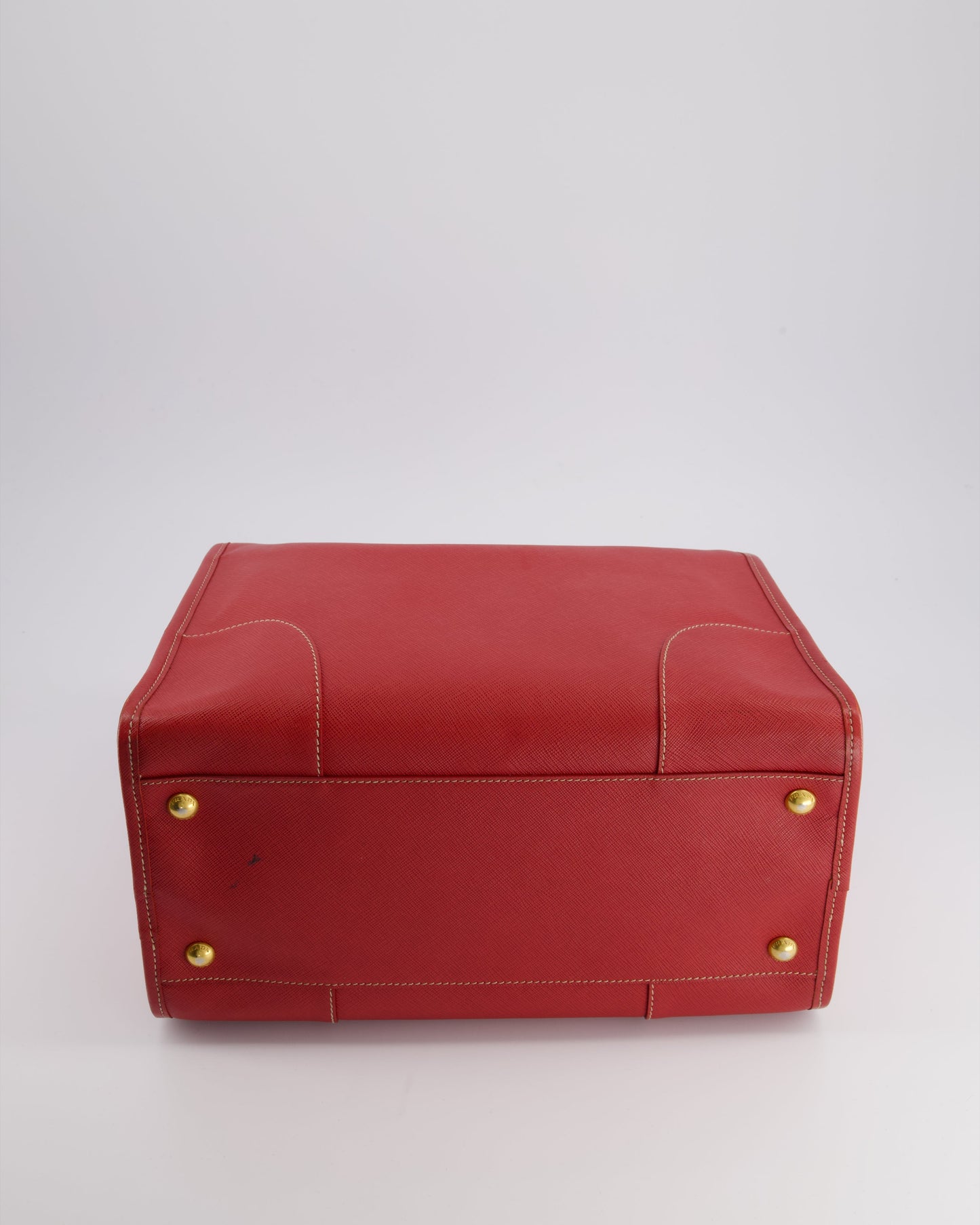 *RARE* Prada Fuoco Red Lux Parabole Tote Bag in Saffiano Leather with Gold Hardware