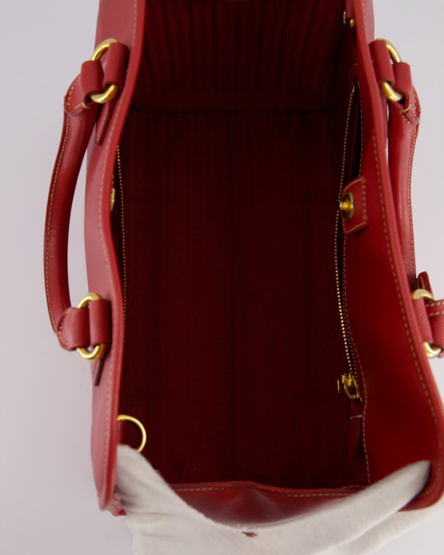 *RARE* Prada Fuoco Red Lux Parabole Tote Bag in Saffiano Leather with Gold Hardware