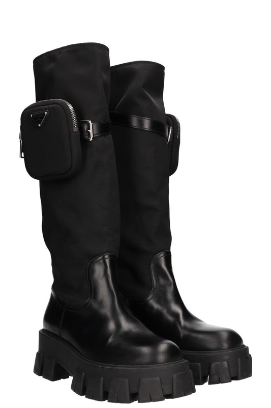 PRADA Monolith High Boots Nylon Black