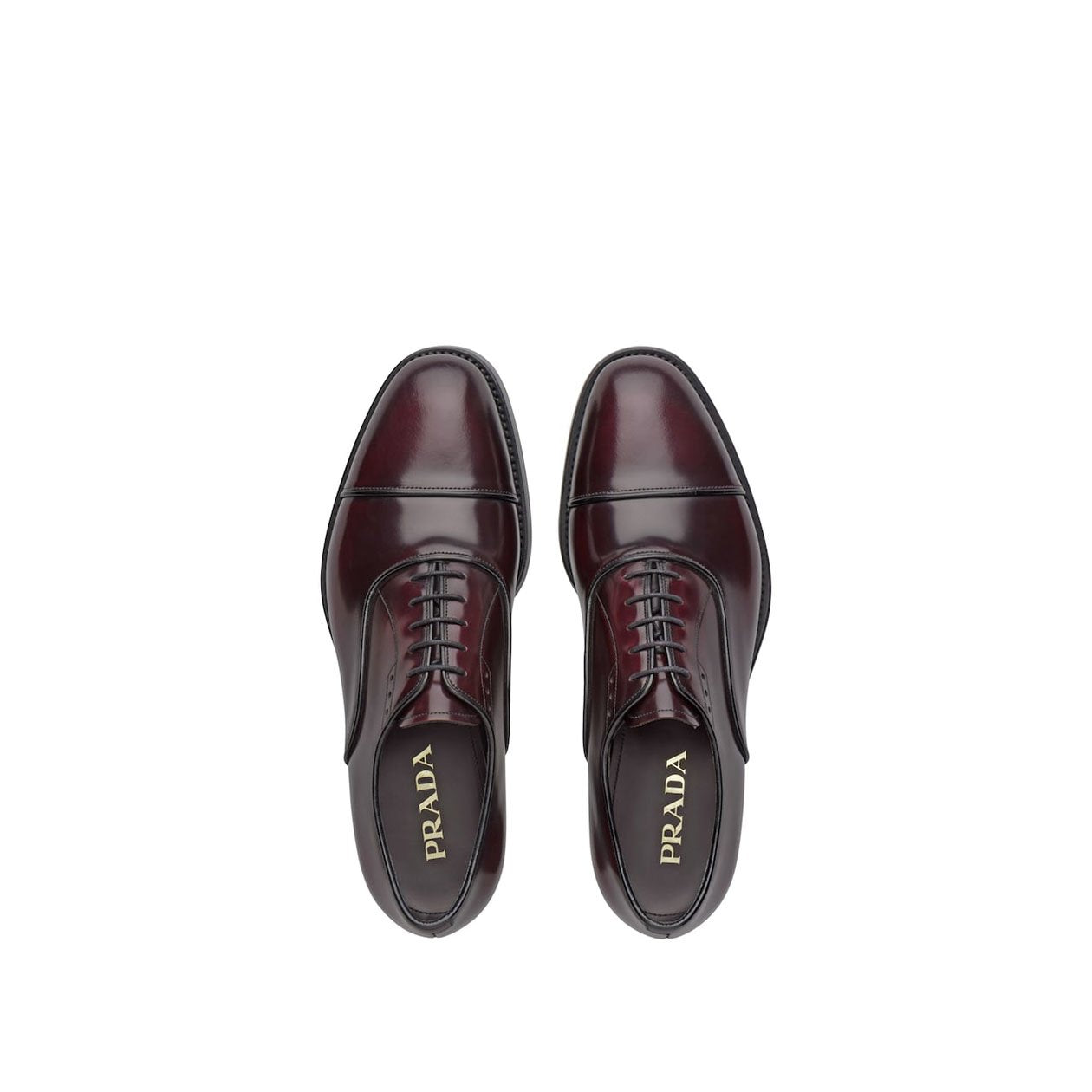 Prada 2EA130-055 Men's Shoes Burgundy Calf-Skin Leather Oxfords (PRM1007)