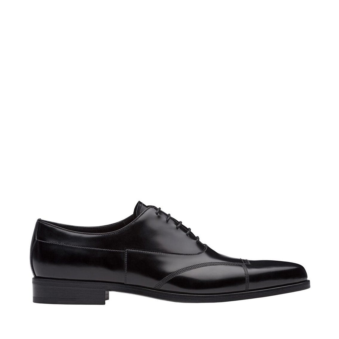 Prada 2EA149-P39 Men's Shoes Black Brushed Calf-Skin Leather Cap-Toe Oxfords (PRM1030)