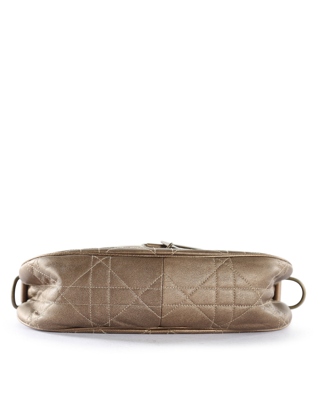 CHRISTIAN DIOR Bronze Lambskin Leather Cannage Flap Shoulder Bag