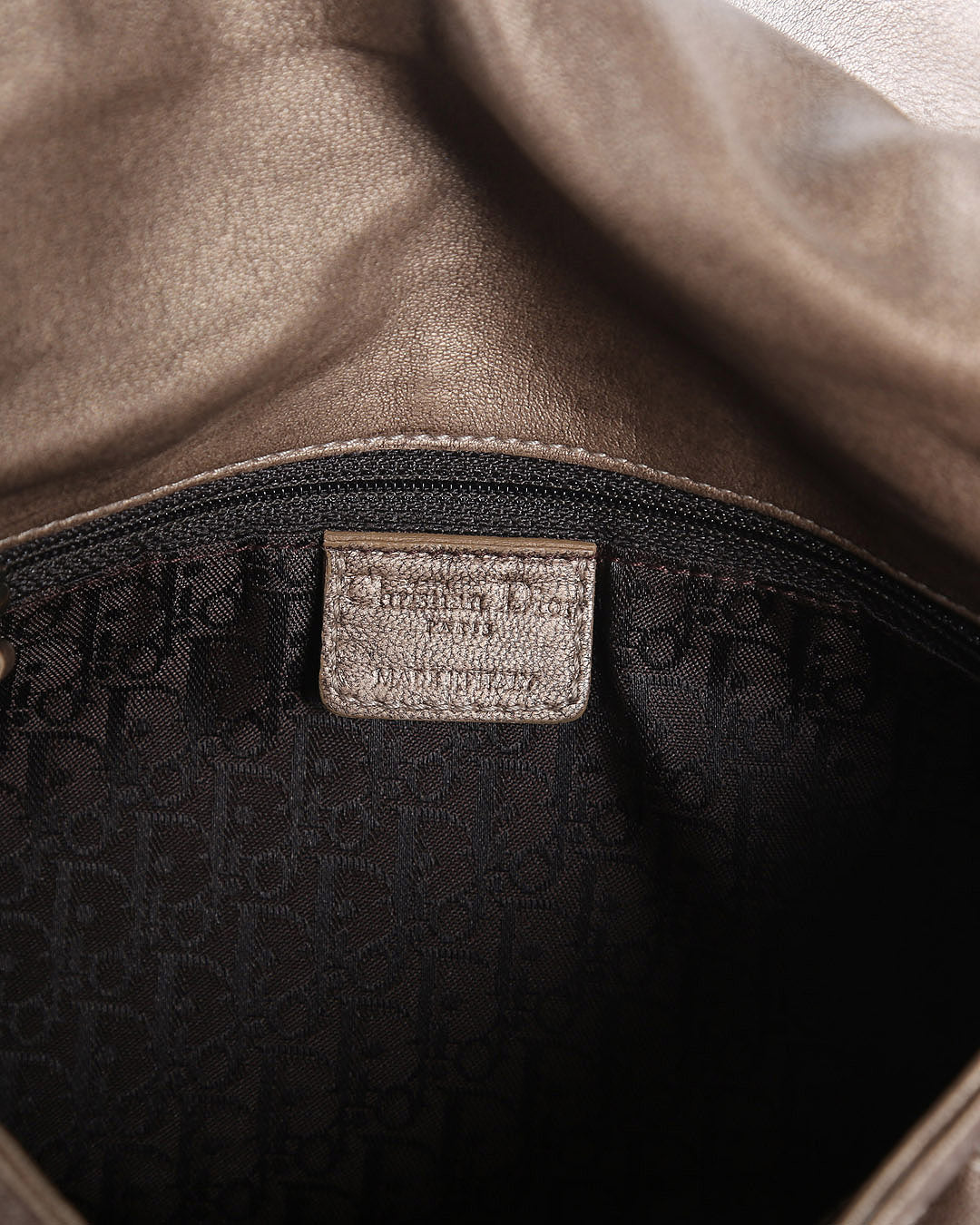 CHRISTIAN DIOR Bronze Lambskin Leather Cannage Flap Shoulder Bag