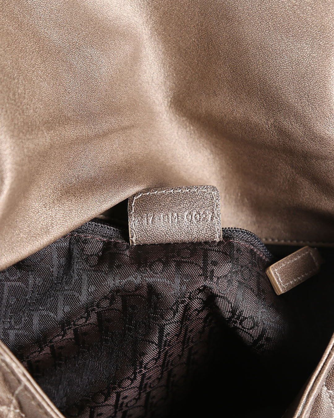 CHRISTIAN DIOR Bronze Lambskin Leather Cannage Flap Shoulder Bag