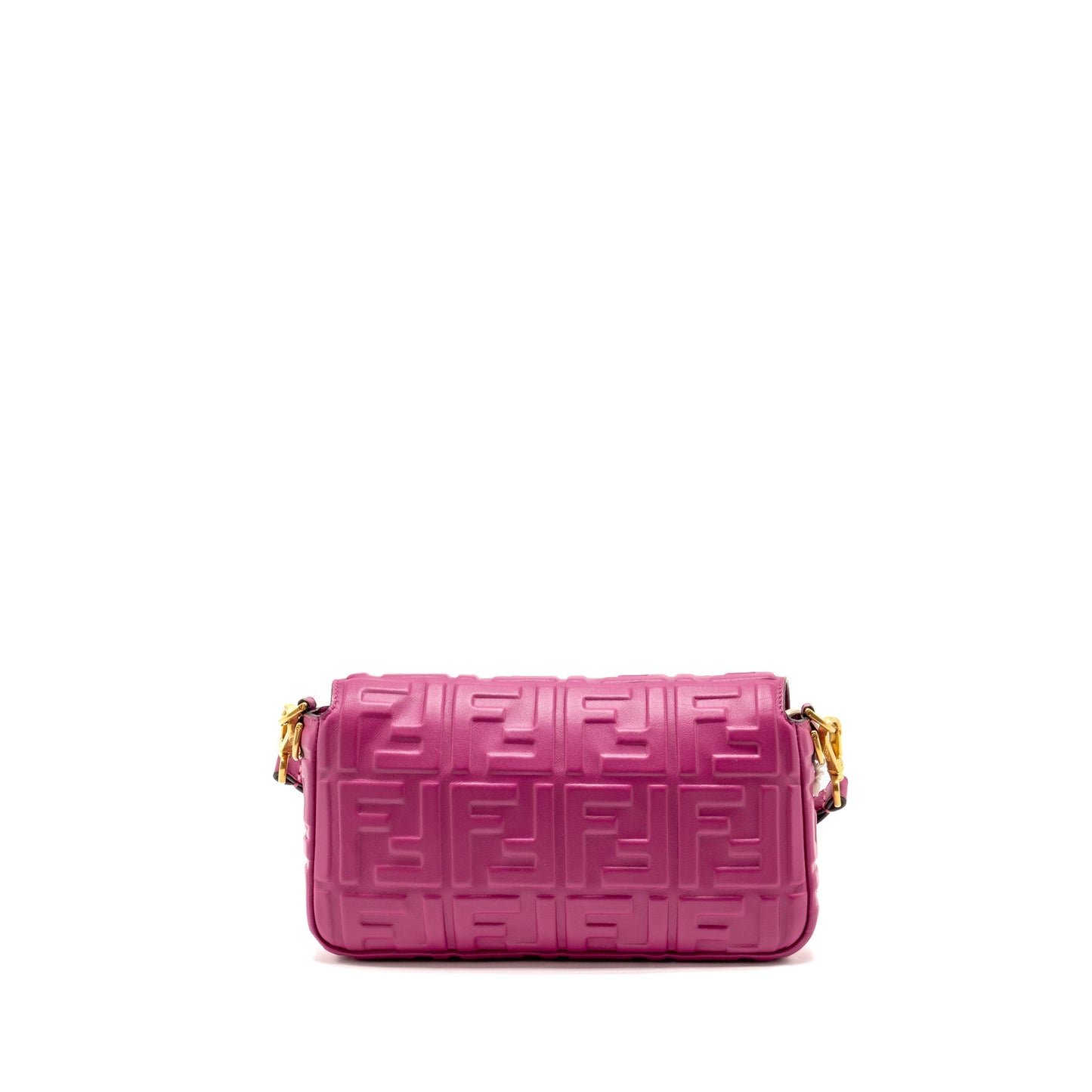 Fendi Baguette Bag FF Embossed Nappa Leather Pink GHW