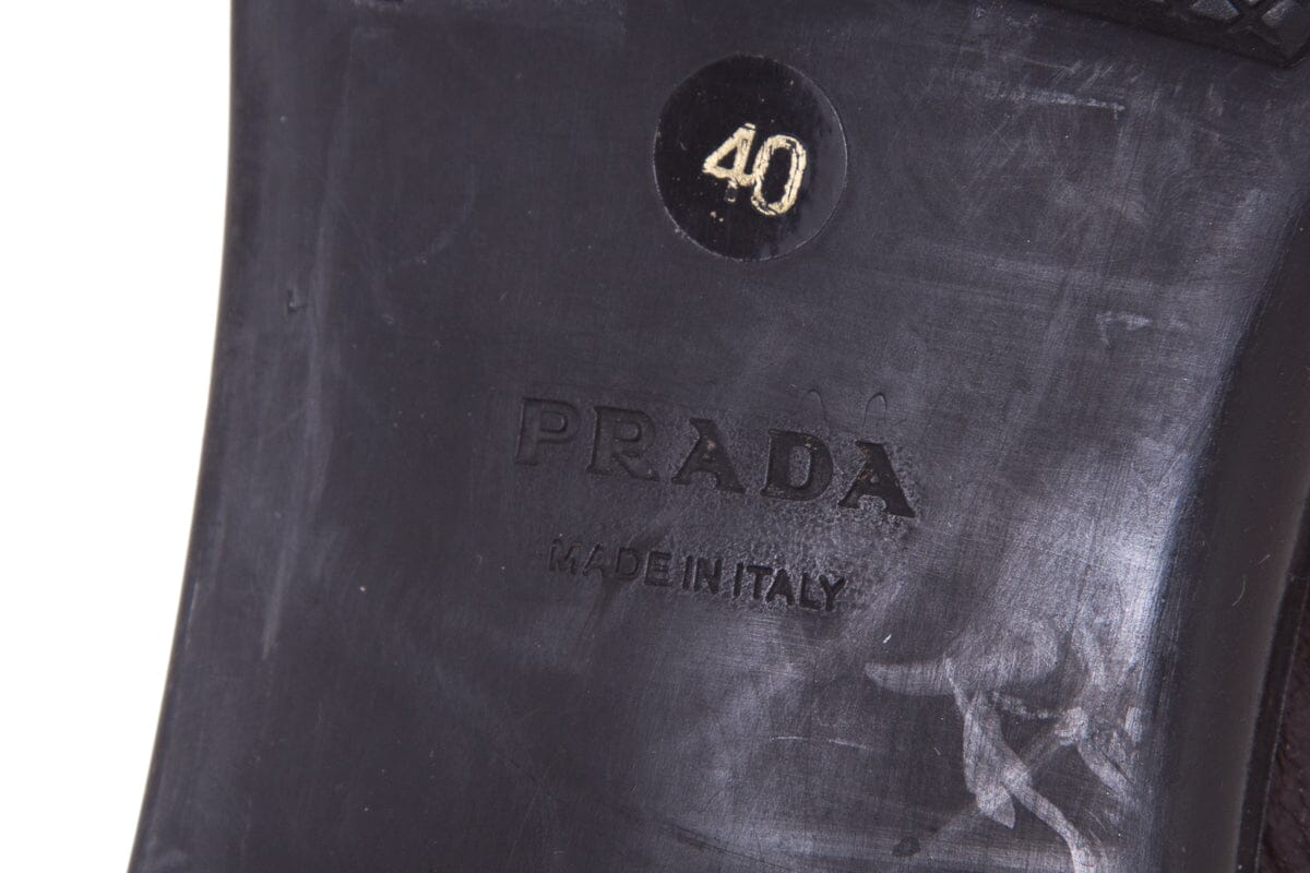 Prada Sport Brown Leather Riding Boots SZ 40