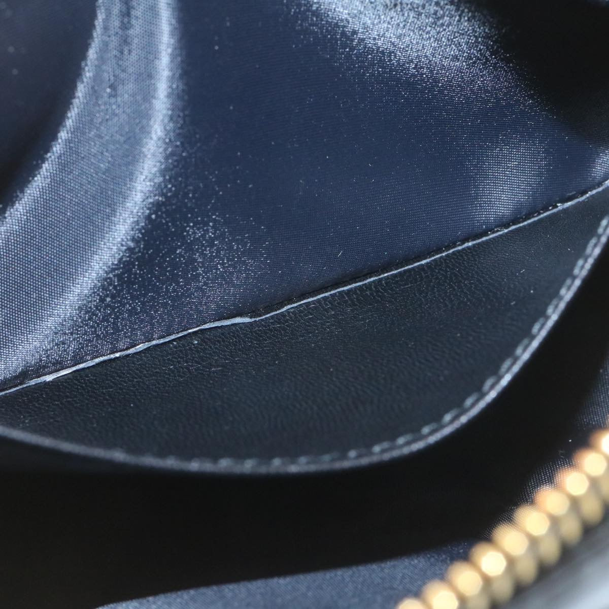 CHRISTIAN DIOR Chain Lady Dior Accessory Pouch Enamel Black Auth am427b