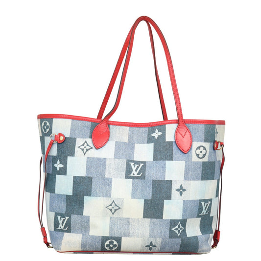 Louis Vuitton Neverfull MM Denim Rouge