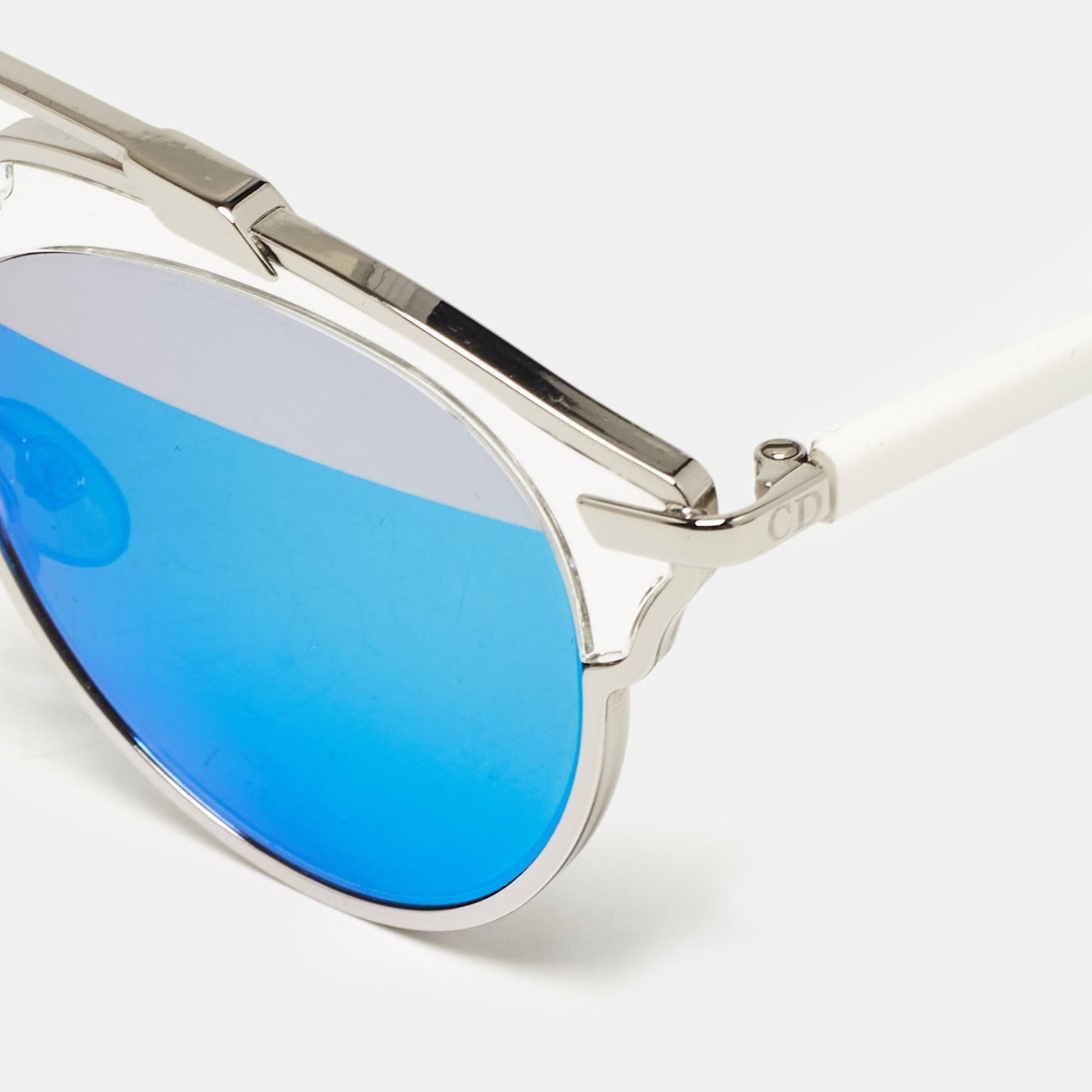 Dior White/blue Mirrored Diorsoreal Round Sunglasses
