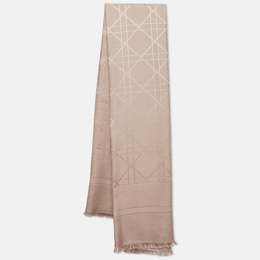 Dior Beige Cannage Silk Blend Square Scarf