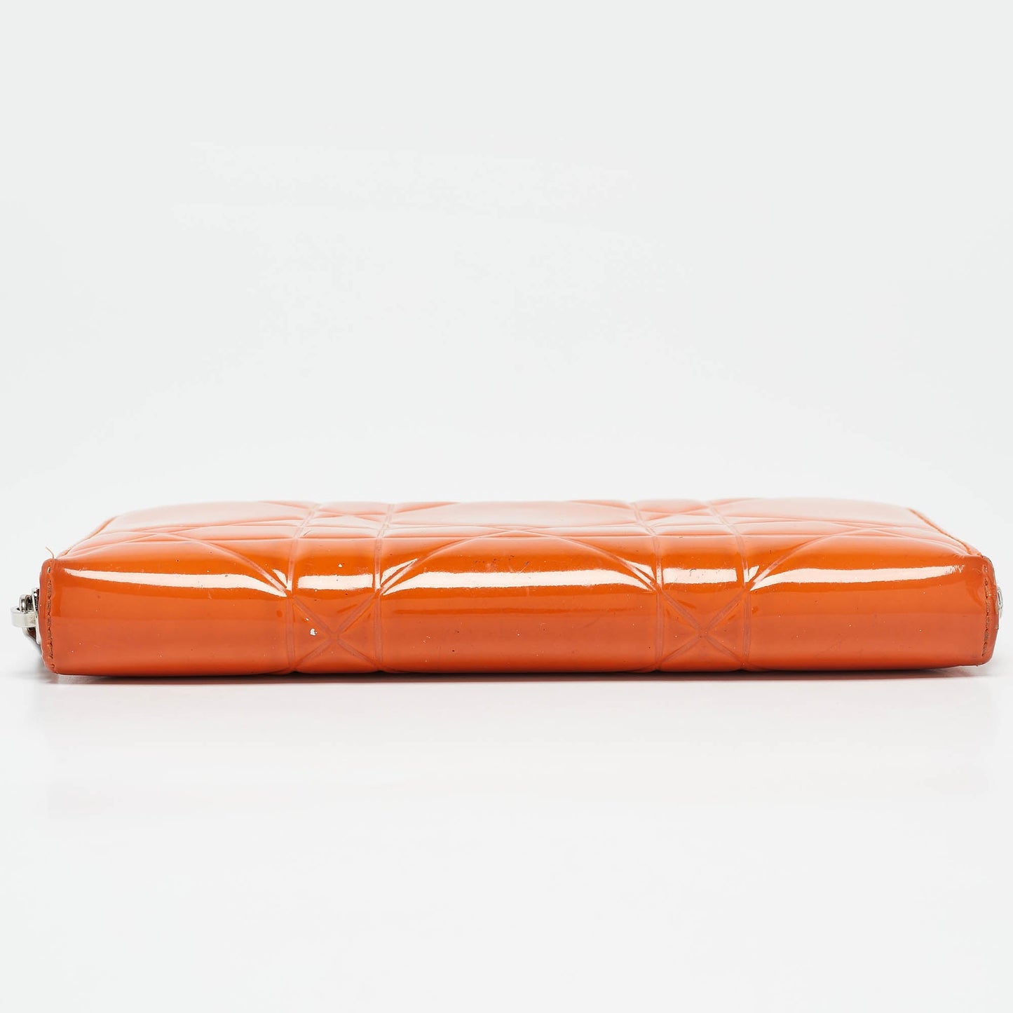 Dior Orange Patent Leather Lady Dior Zip Around Wallet