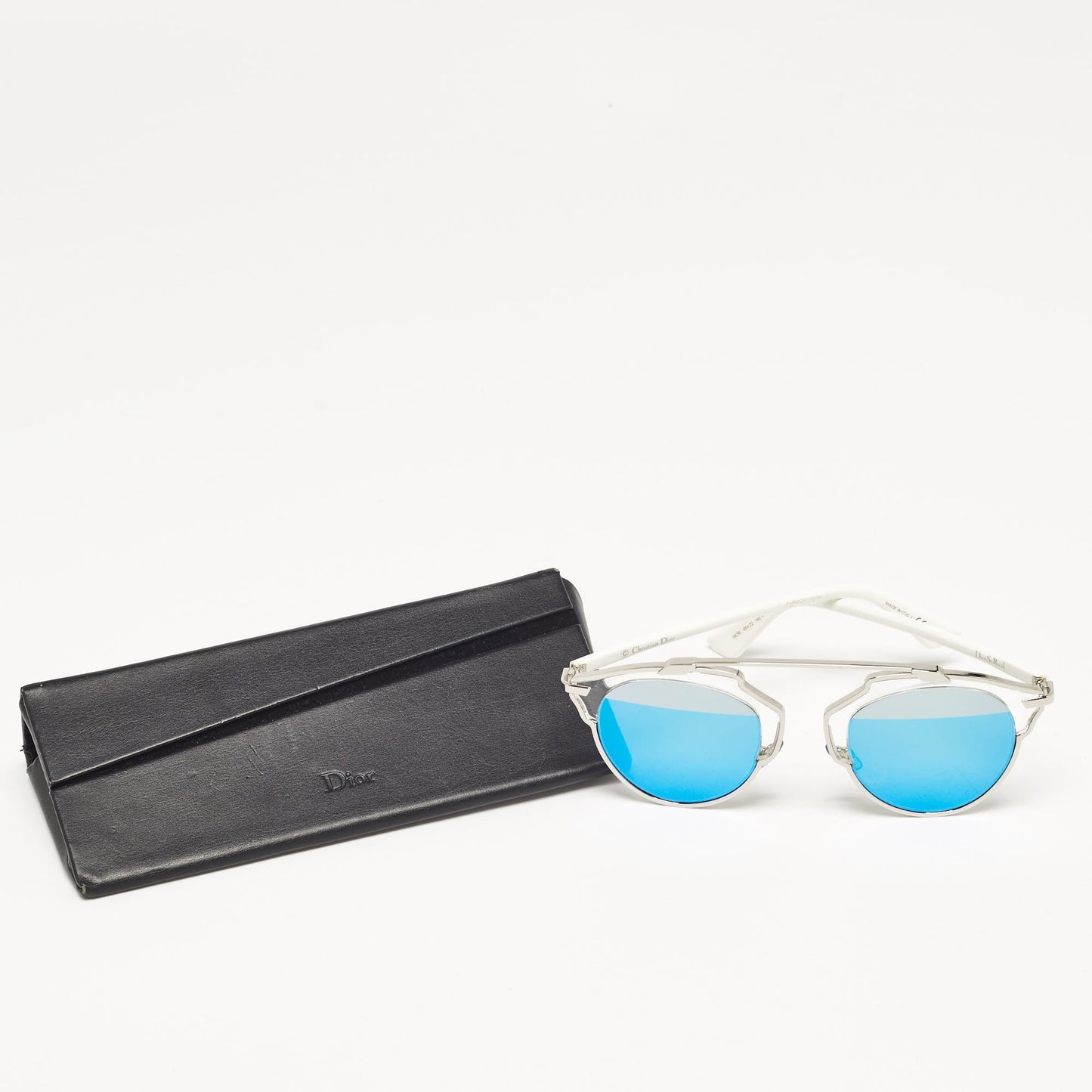 Dior White/blue Mirrored Diorsoreal Round Sunglasses