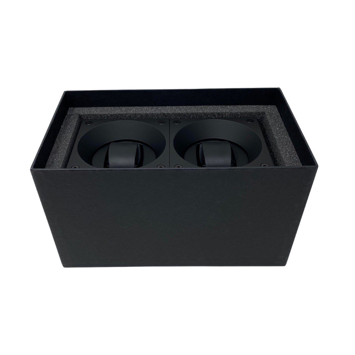 Masterbox Double Black Leather Watch Winder with White Stitching (2 Watches)