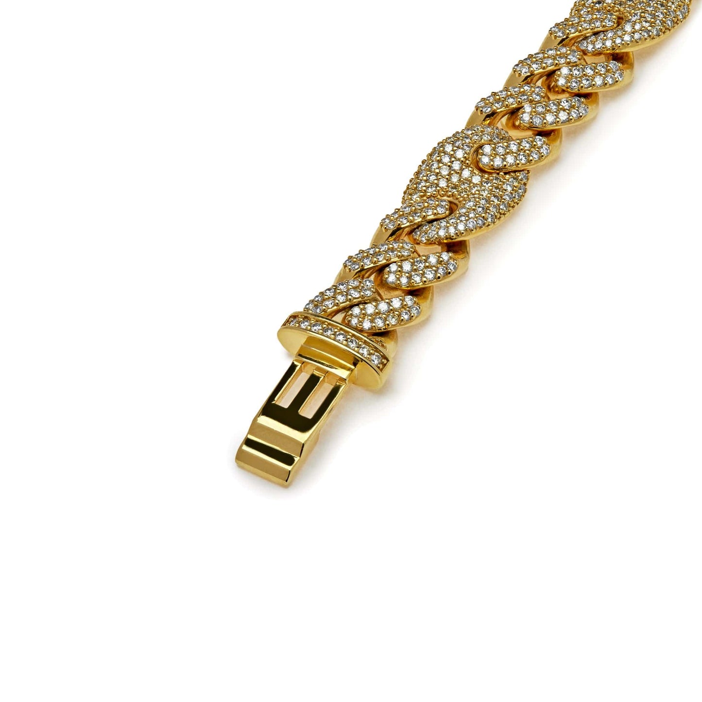 Mens Cuban Link and Gucci Link with Pavé Diamond Yellow Gold Necklace