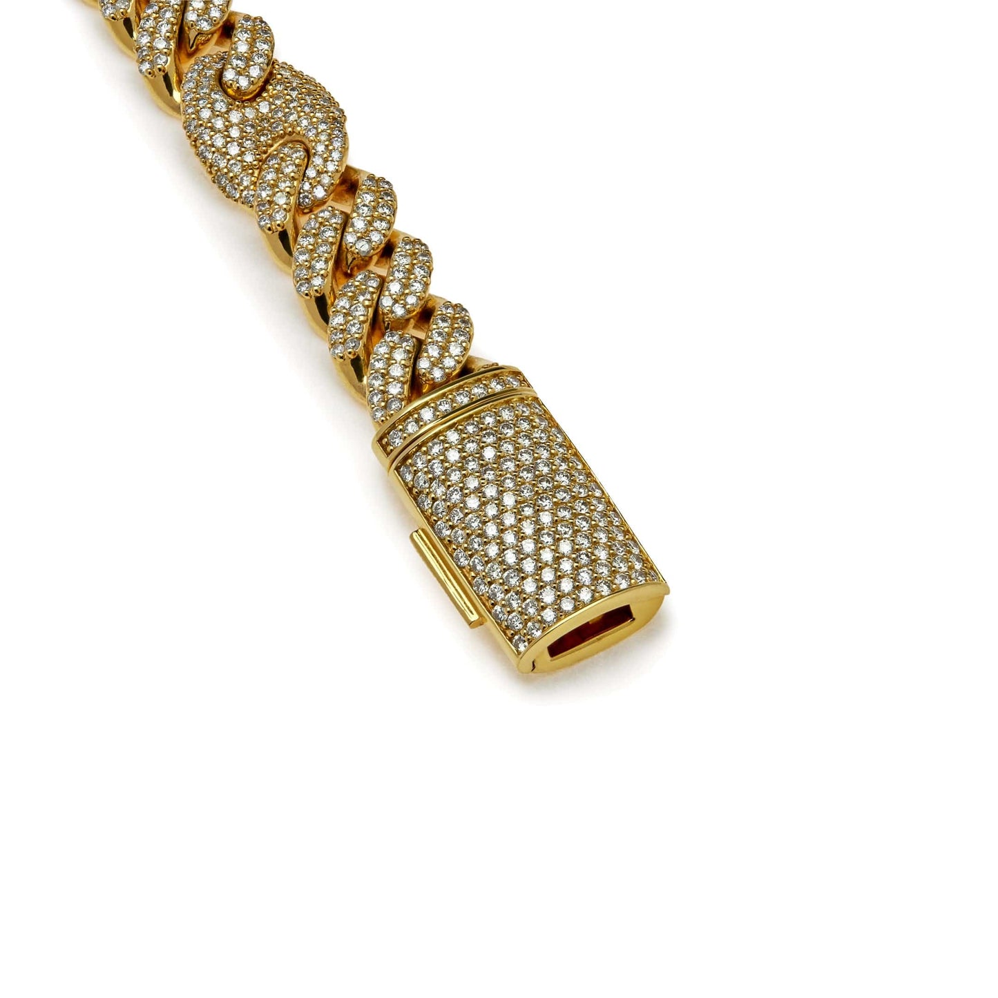 Mens Cuban Link and Gucci Link with Pavé Diamond Yellow Gold Necklace