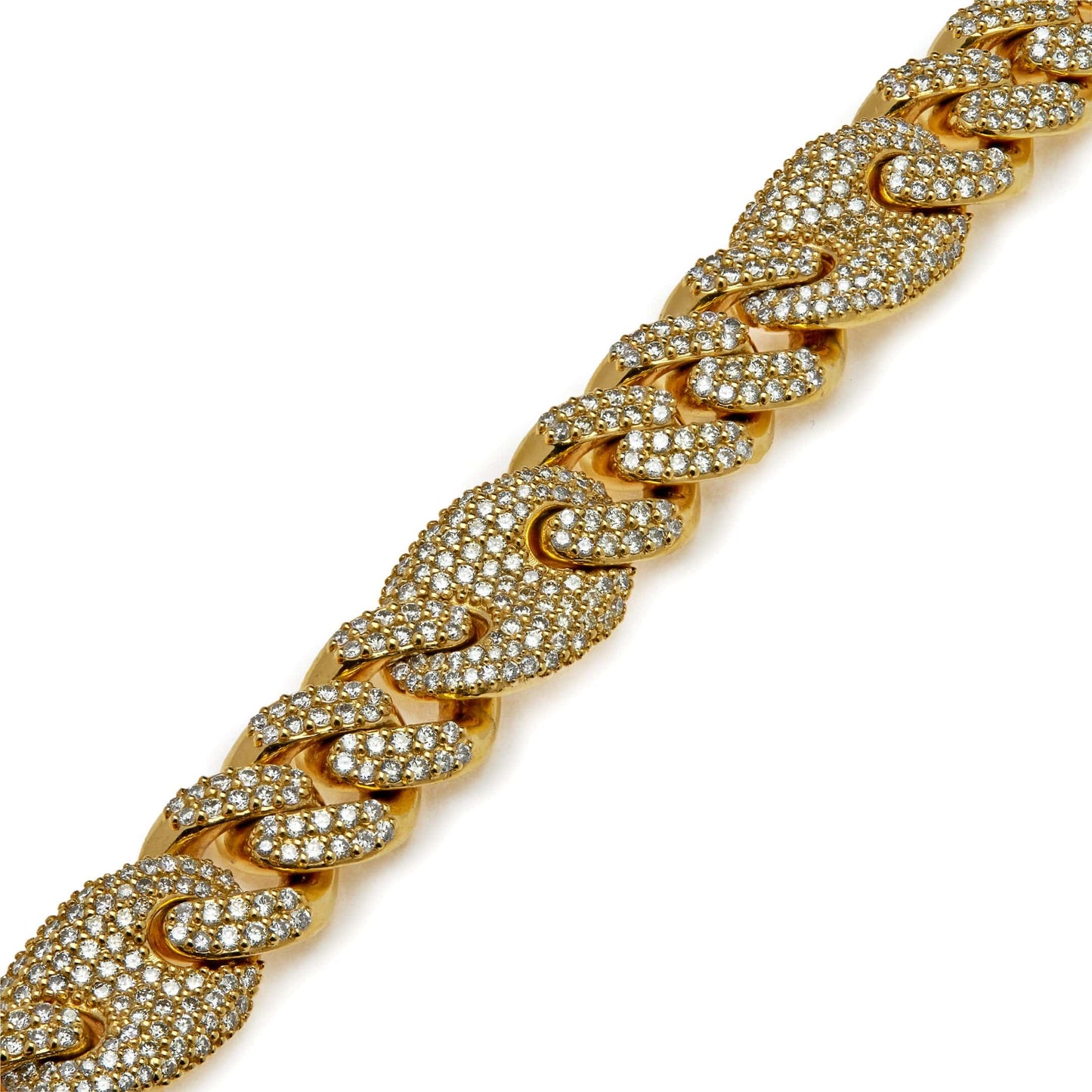 Mens Cuban Link and Gucci Link with Pavé Diamond Yellow Gold Necklace