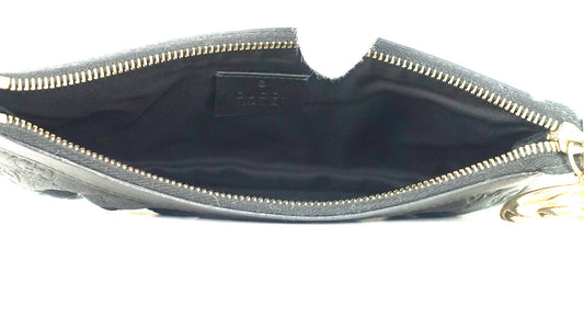 Gucci Sukey Monogram Leather GG Charm Wristlet Bag