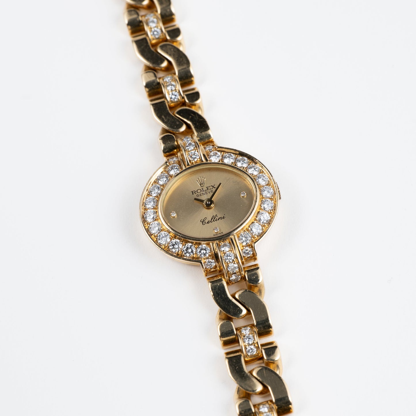 Rolex Cellini 2435 'Ladies' Yellow Gold Champagne Diamond Dial Diamond Bezel