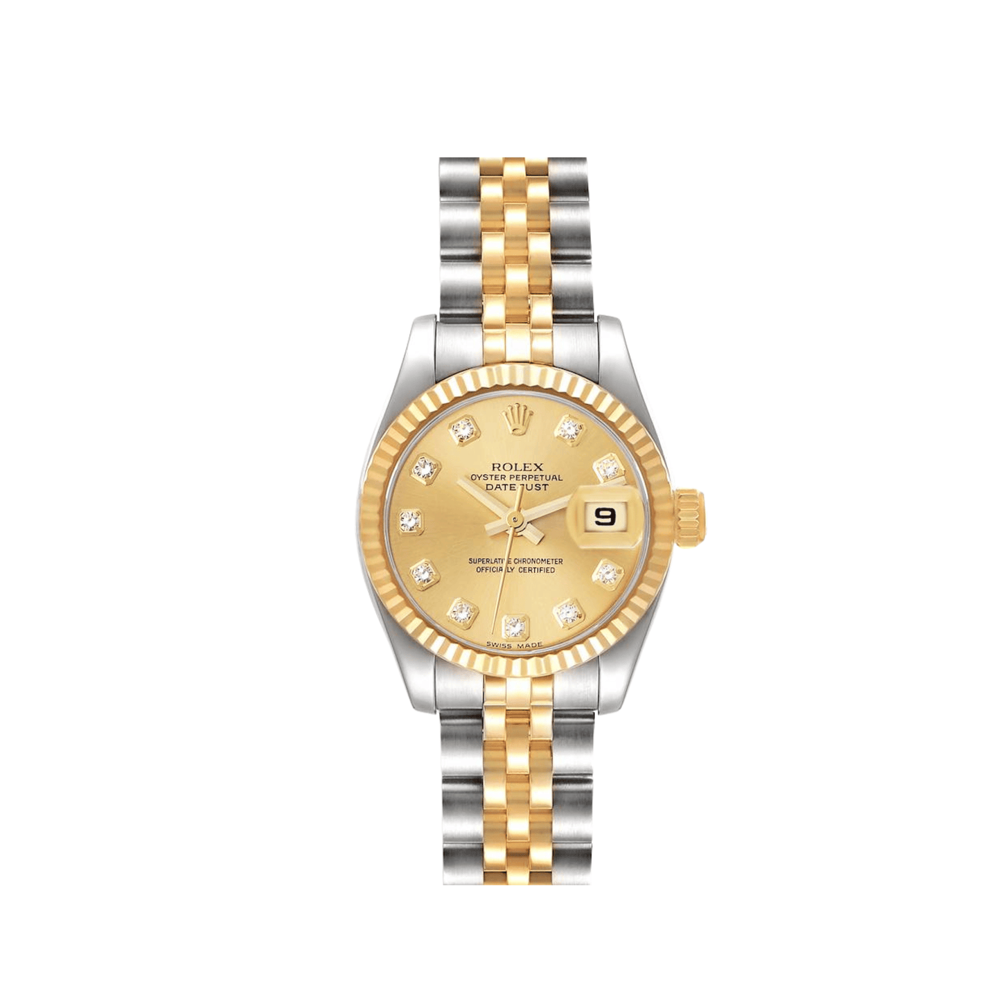 Rolex Datejust 179173 'Ladies' Stainless Steel Yellow Gold Champagne Diamond Dial Jubilee (2014)