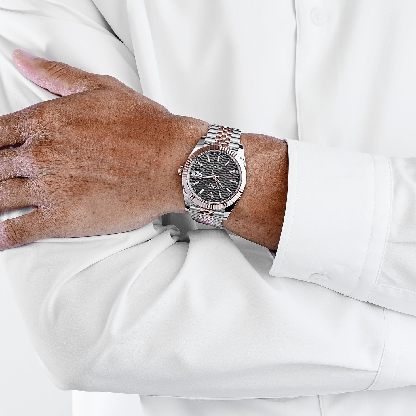 Rolex Datejust 41 126331 Rose Gold Stainless Steel Grey Motif Dial Jubilee