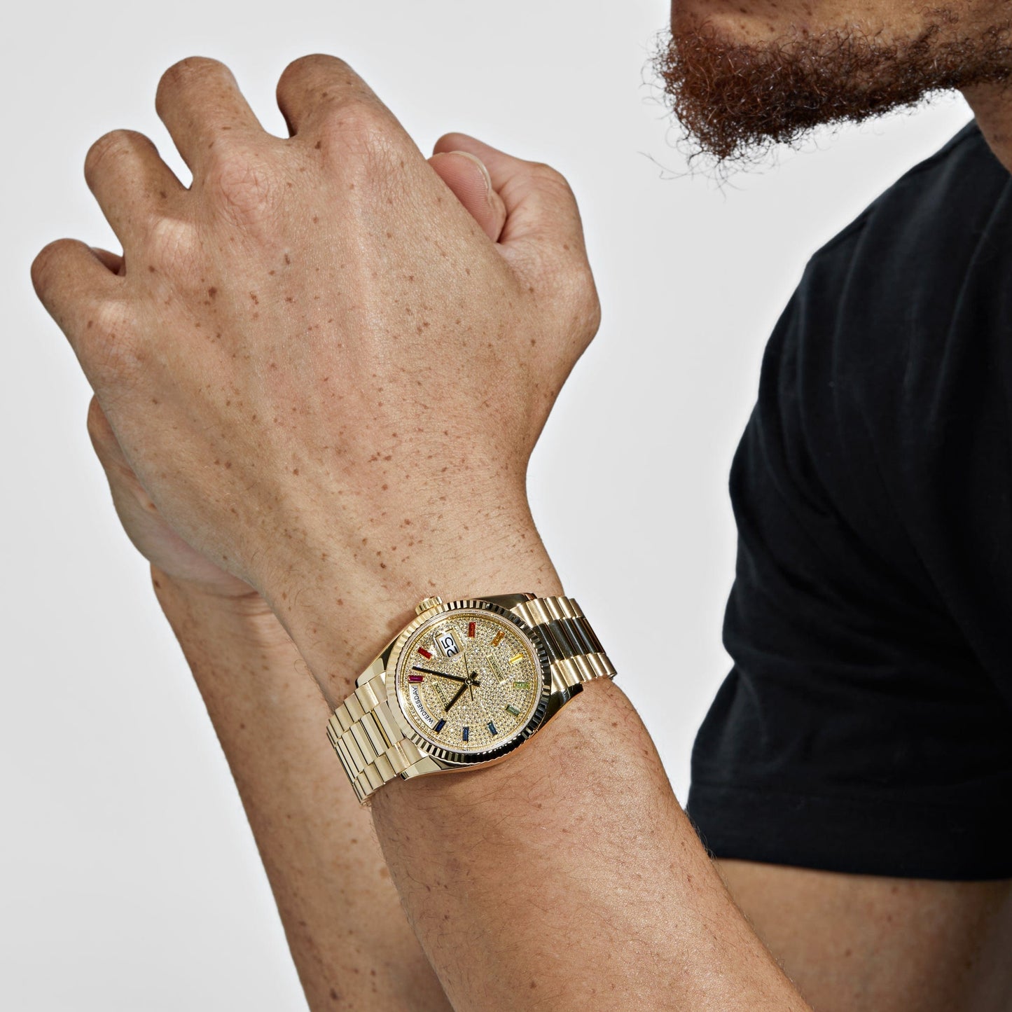 Rolex Day-Date 36 128238 Yellow Gold Diamond-Paved Rainbow Dial