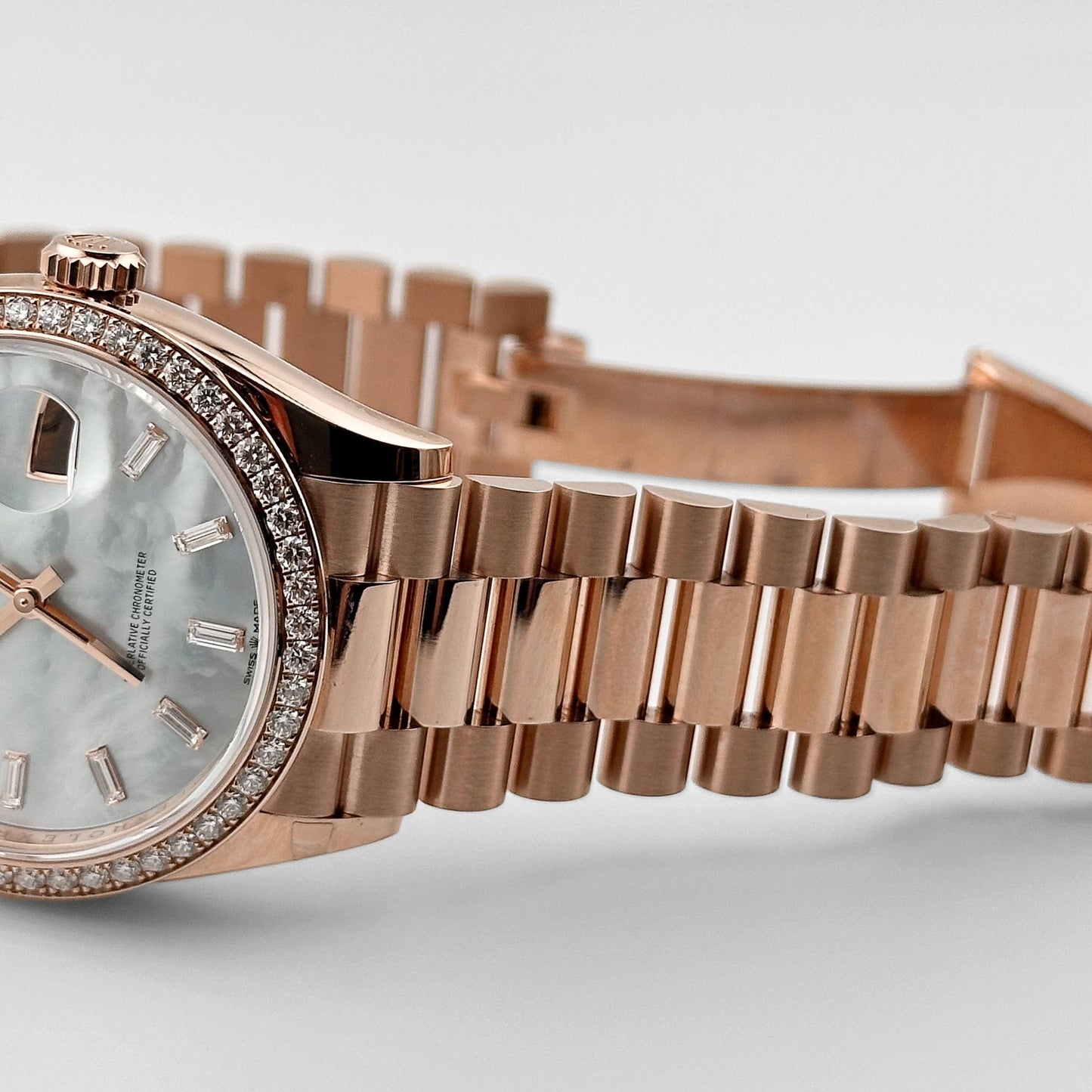 Rolex Day-Date 36 128345RBR Rose Gold Mother of Pearl Diamond Bezel