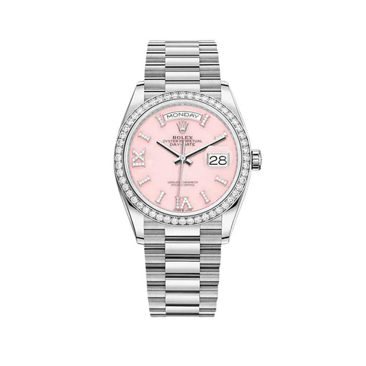 Rolex Day-Date 36 128349RBR White Gold Diamond Bezel Pink Diamond Dial (2020)