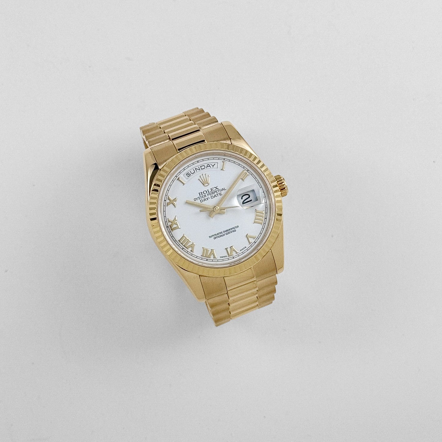 Rolex Day-Date 36 118238 Yellow Gold White Roman Numerals Dial