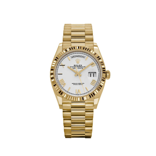 Rolex Day-Date 36 128238 Yellow Gold White Roman Numerals Dial