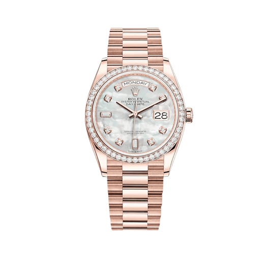 Rolex Day-Date 36 128345RBR Rose Gold Mother of Pearl Diamond Bezel
