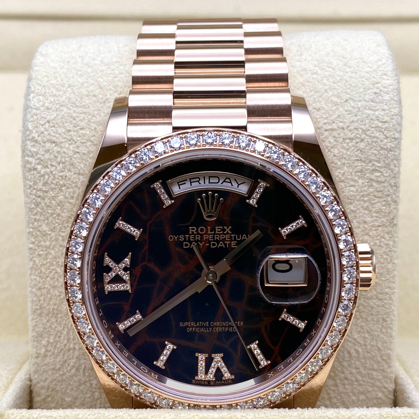 Rolex Day-Date 36 128345RBR Rose Gold Eisenkiesel Diamond Dial